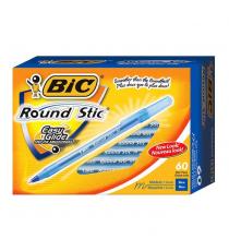 BIC Round Stic - Stylo-bille bleu à mine moyenne de 1 mm Paquet de 60