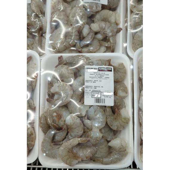 CREVETTES 16 / 20 (ÉLEVÉES) PRÉALABLEMENT CONGELÉES 1.2 Kg