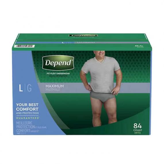 Depend Men's Maximum Absorbency Underwear Large 84 counts