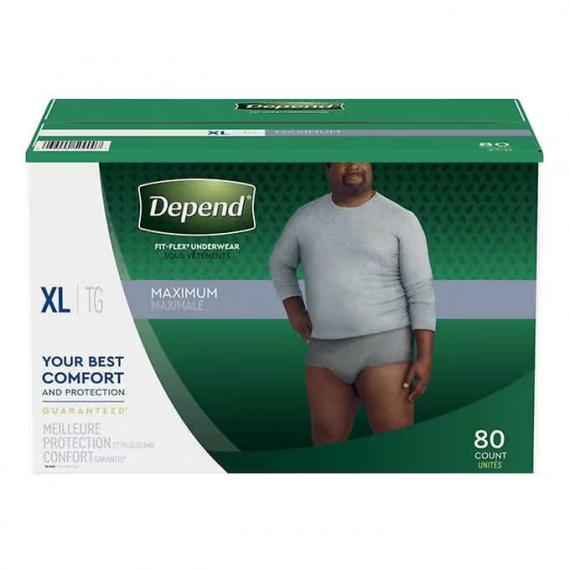 Depend Men's Maximum Absorbency Underwear X-large 80 counts