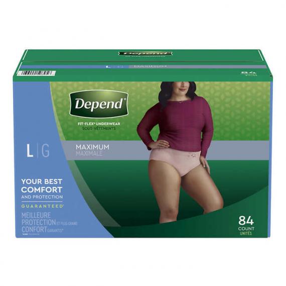 Depend Women's Maximum Absorbency Underwear Large 84 counts