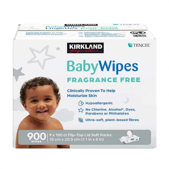 Kirkland Signature Lingettes pour Bébés non parfumées 9 paquets de 100