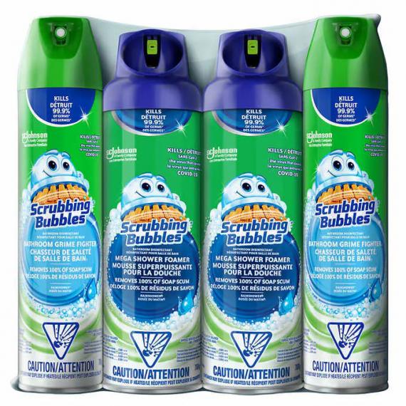 Scrubbing Bubbles Mega Shower Foamer and Bathroom Cleaner Aerosol Combo 4 x 708g