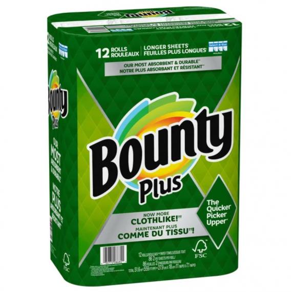 Bounty Plus 2-ply Paper Towels - 12 Rolls