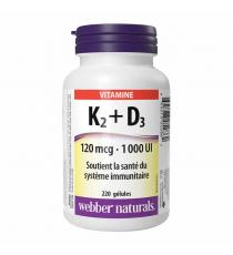 webber naturals Vitamin K2+D3 120 mcg / 1 000 IU - 220 gélules