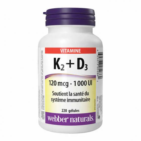 webber naturals Vitamin K2+D3 120 mcg / 1000 IU - 220 softgels