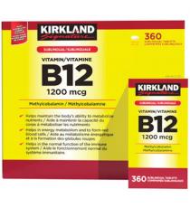 Kirkland Signature - vitamine B12 1 200 mcg 360 comprimés