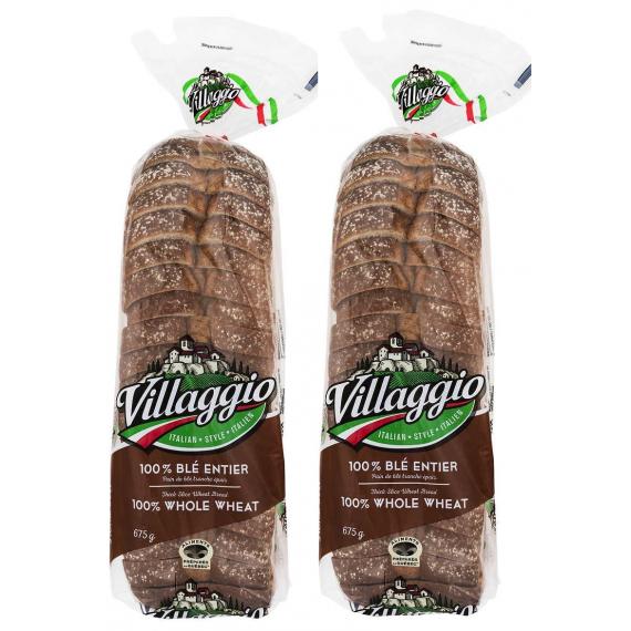 Villaggio 100% Whole Wheat Bread, 2 packs x 675 g