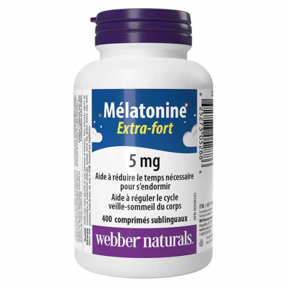 webber naturals Melatonin 5 mg Extra Strength Easy Dissolve, 400 Sublingual Tablets