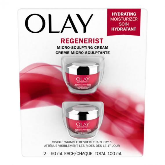 Olay - Crème hydratante visage micro-sculptante Regenerist, 2 x 50 ml