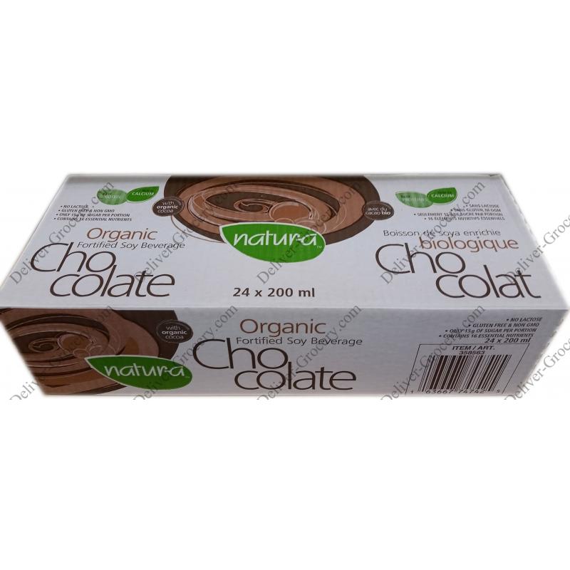 Natur-a Organic Chocolate Fortified Soy Beverage 24 x 200 ml -  Deliver-Grocery Online (DG), 9354-2793 Québec Inc.