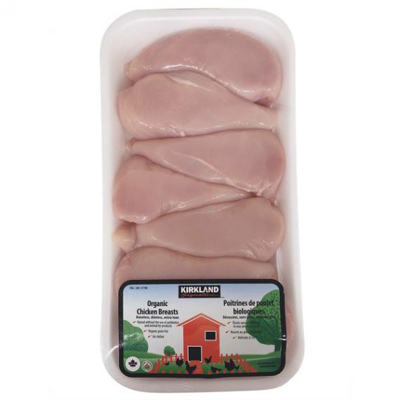 Kirkland Organic Chicken Breasts, Boneless, Skinless, extra lean, 1.8 kg (+/- 50 g)