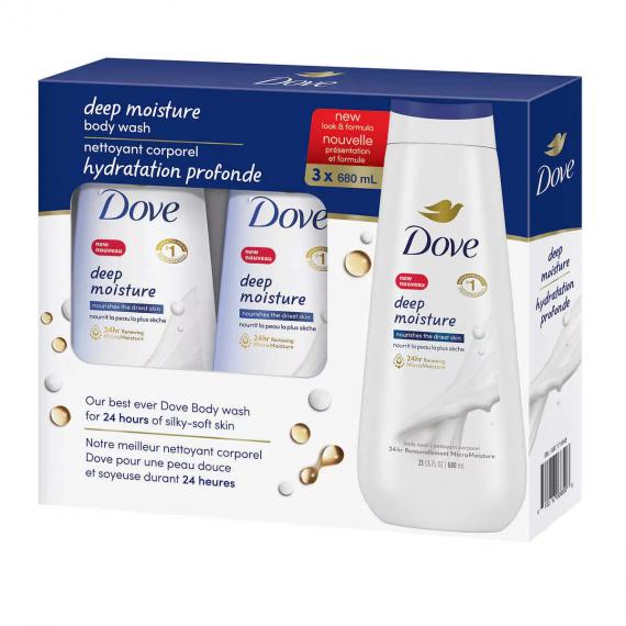 Dove - Nettoyant pour le corps hydratation profonde, Paquet de 3 x 710 ml