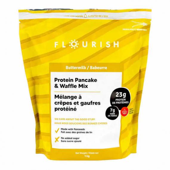Flourish - Mélange à crêpes et gaufres protéiné au babeurre, 1 kg