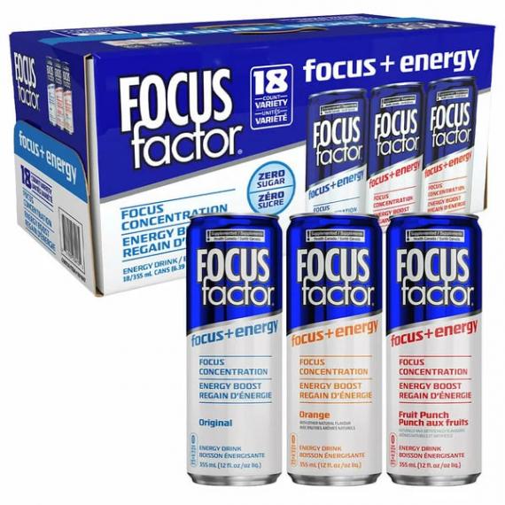 Focus Factor - Boisson énergisante 18 × 355 ml