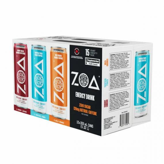 ZOA Energy - boisson énergisante sans sucre 15 × 355 mL