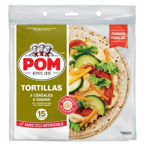 POM TORTILLAS 9 GRAIN, 15 counts, 915 g