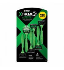 Schick - Rasoirs jetables pour hommes Xtreme 3 pour peau sensible, 28 unités