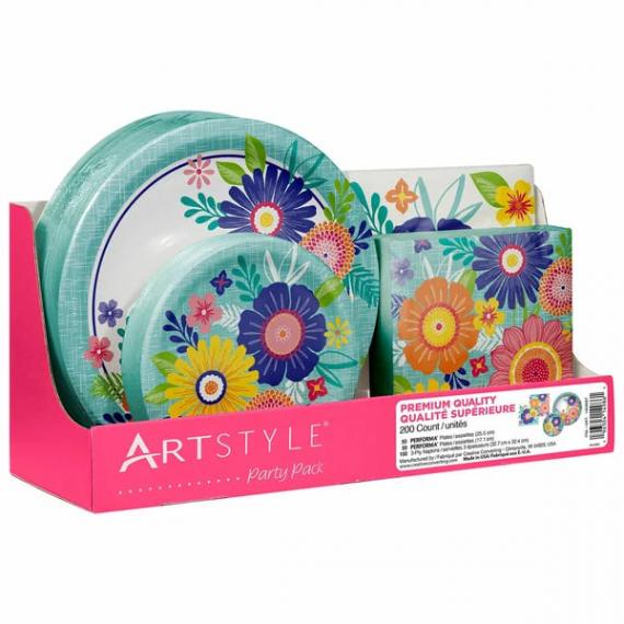 Lot de 200 assiettes et serviettes en papier Artstyle Performa - Lot de 200