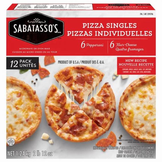 Sabatasso's Thin Crust Pizza Singles, 12 pieces, (6-Pepperoni, 6-Four Cheese)