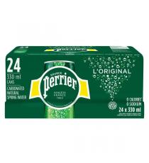 Perrier Canned Sleek Carbonated Natural Spring Water, 24 x 330 ml