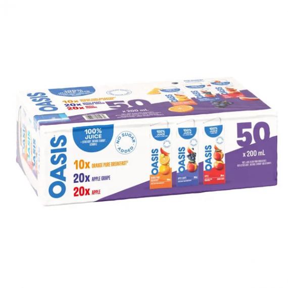 Oasis Assorted Flavours 100% Juice Blend 50 x 200 ml