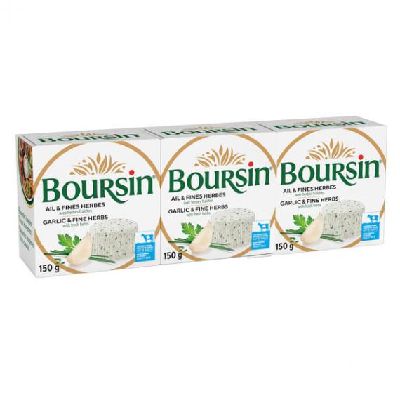 Boursin Garlic & Fine Herbs Gournay Cheese 3 x 150 g