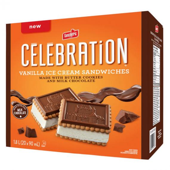 Leclerc Célébration - Sandwichs à la crème glacée vanille 20 x 90 ml