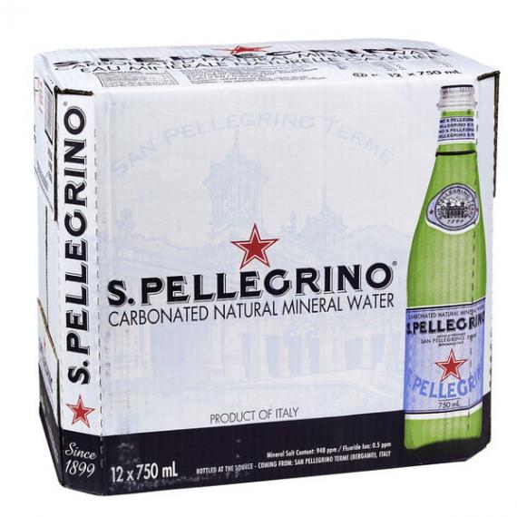 SAN PELLEGRINO Carbonated Natural Mineral Water 750 ml - glass bottle