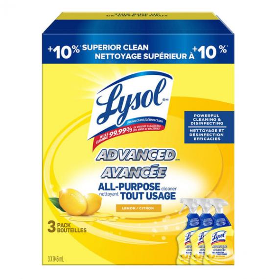 Lysol - Nettoyant multi-usages avancé au parfum de citron, 3 x 946 ml Lysol - Nettoyant multi-usages avancé au parfum de citron, 3 x 946 ml