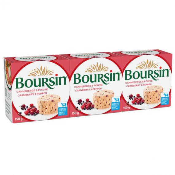 Fromage Boursin aux canneberges et au poivre, 3 x 150 g