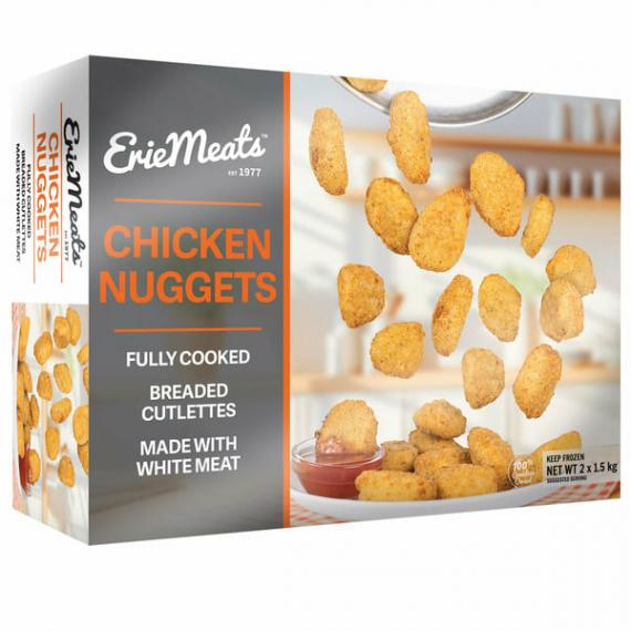 Nuggets de poulet entièrement cuits Erie Meats, 2 x 1,5 kg