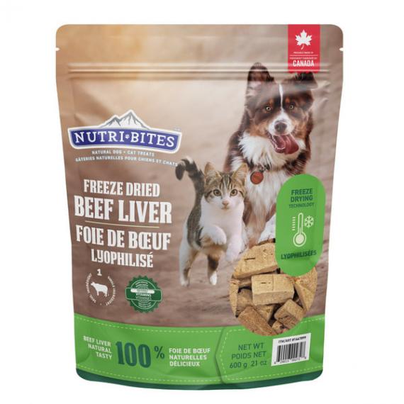 NutriBites - Friandises lyophilisées au foie de bœuf pour chiens et chats, 600 g