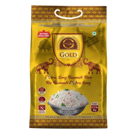 Riz basmati extra long Noor Gold de Gelda Foods, 6 kg