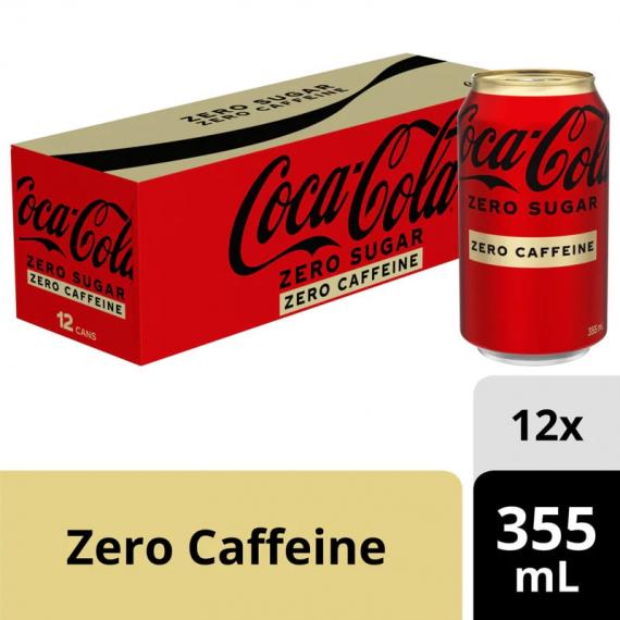 Coca-Cola Cola Zero Sucres Zéro Coca-Cola Cola Zero Sugar Zero Caffeine Fridge Pack Cans 12x355 ml