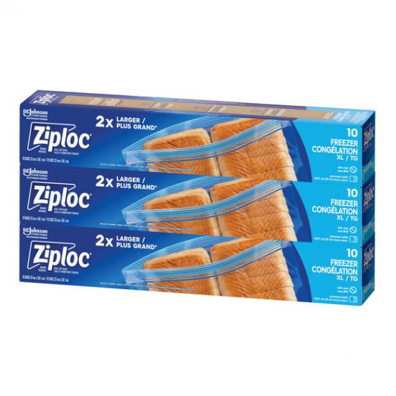 Ziploc Freezer Bags, XL 3 x 10 ct
