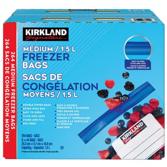 Sacs de congélation Kirkland Signature, format moyen (6 x 44 unités)