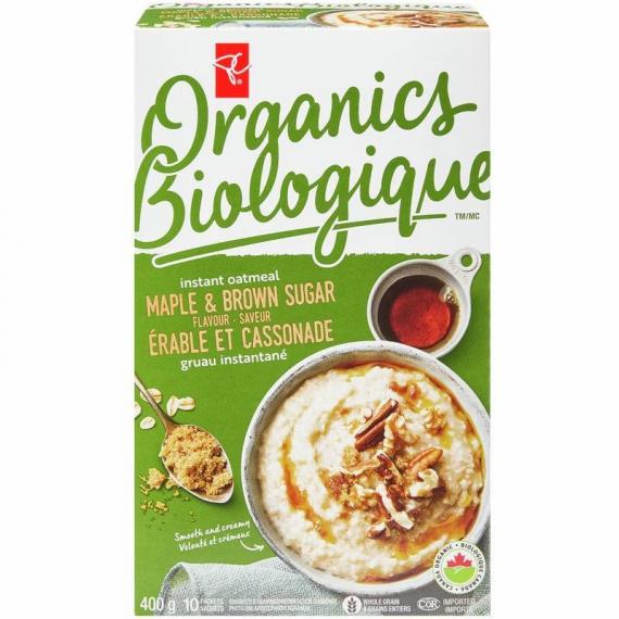 PC Organics Maple and Brown Sugar Instant Oatmeal 400 g