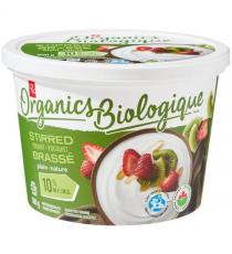 Yaourt nature brassé PC Organics 10 % de matières grasses 500 g