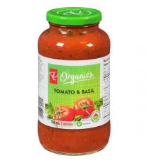 Sauce pour pâtes aux tomates et au basilic PC Organics 700 ml