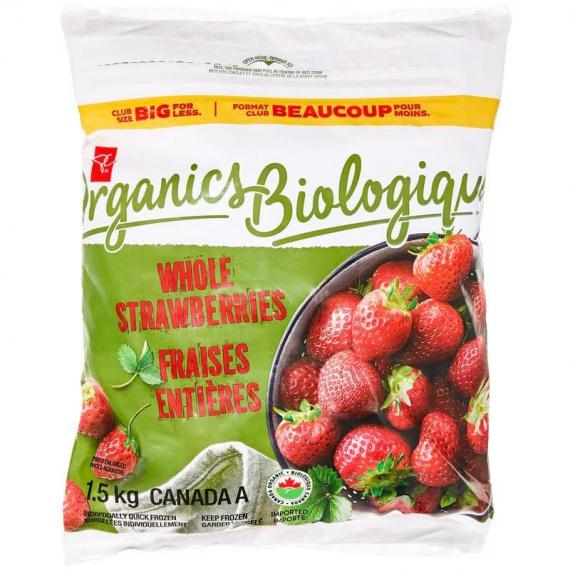 Fraises surgelées PC Organics, format Club 1,5 kg