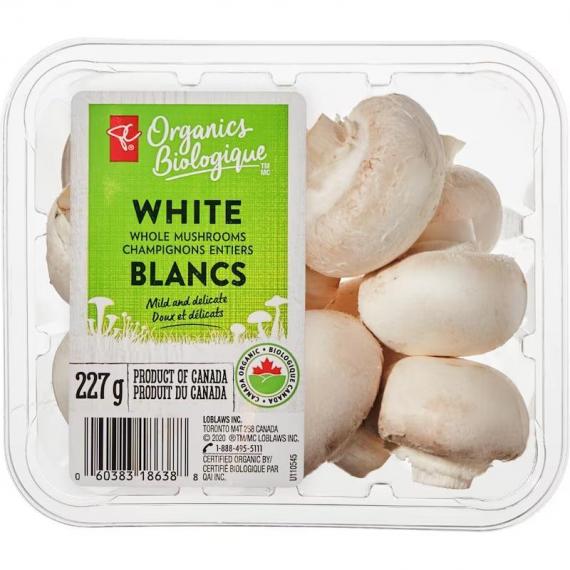 PC Organics White Mushrooms 227 g