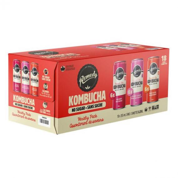 Remedy organic kombucha variety pack 18x355 mL