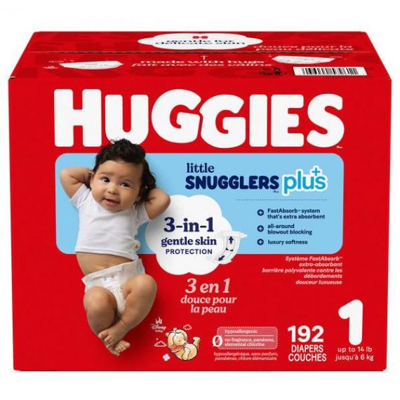 Couches Huggies plus+ Little Snugglers taille 1