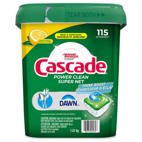 Cascade Power Clean dishwasher detergent pack of 115