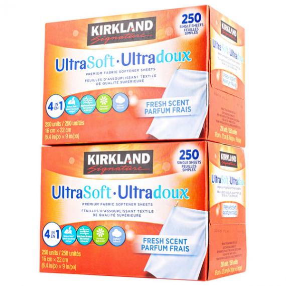 Kirkland Signature Fabric Softener Sheets, 6.4in x 9in , 2 x 250 ct