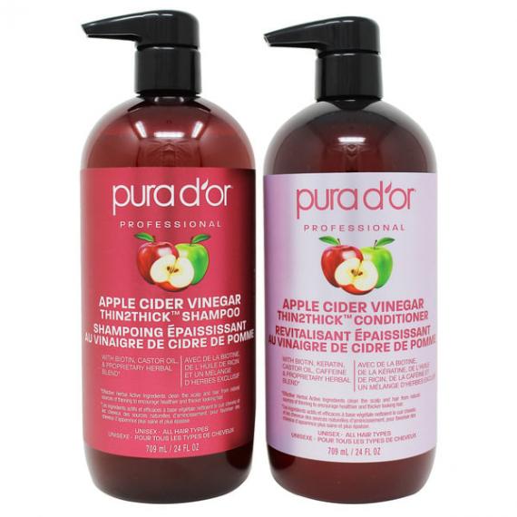 Pura D'Or Thin2Thick Apple Cider Vinegar / Shampoo & Conditioner Set 2 x 709 ml